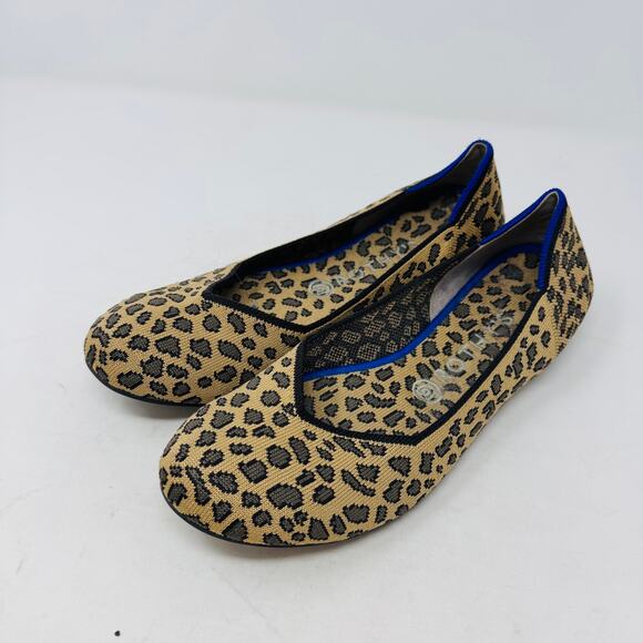 Rothy’s The Flat Leopard Print Knit Shoes Women’s Size 10 Point Toe Washable - Picture 1 of 12